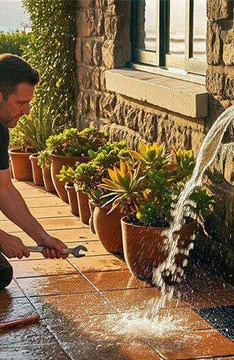 Plumber Watering Plants